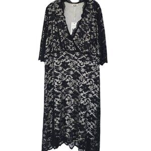 Ilanni Women's Plus Size 4X Black Lace Party Dress NWT